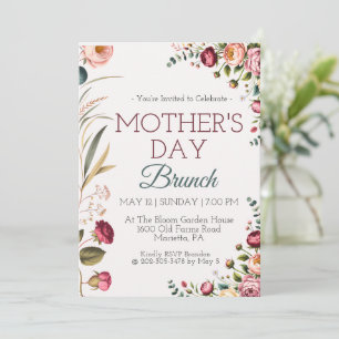 Botanical Floral Mothers Day Brunch Invitation