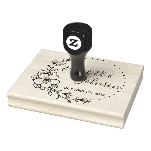 Botanical Floral Names Wedding Rubber Stamp (Stamp)