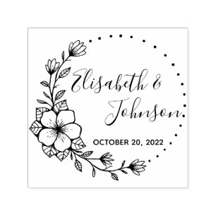 Botanical Floral Names Wedding Self-inking Stamp