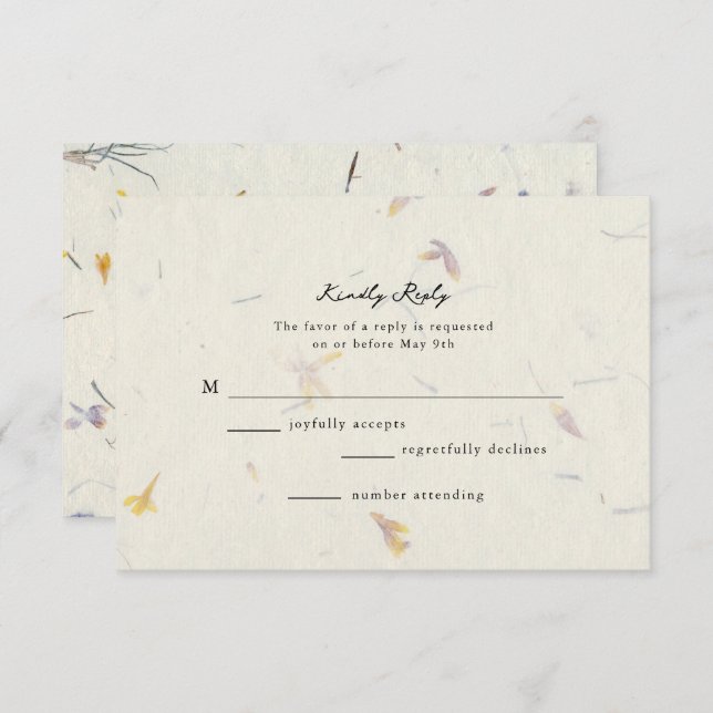 Botanical Floral Paper Modern Wedding RSVP Card (Front/Back)