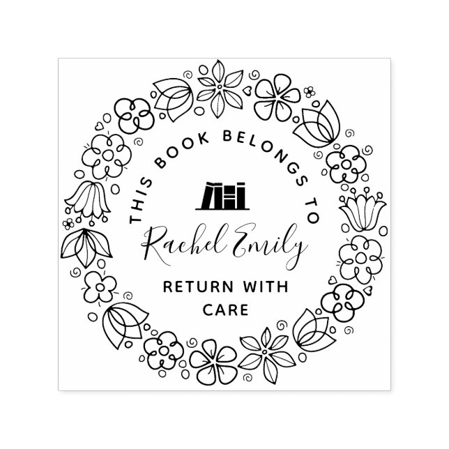  botanical floral personal library book stamp (Design)