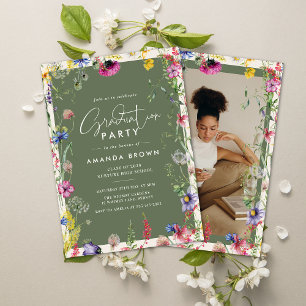 Botanical Floral Photo Graduation Class of 2026 Invitation