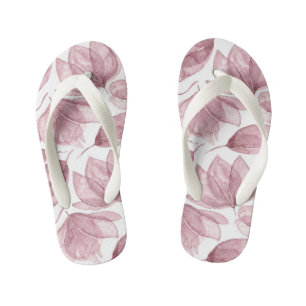 Botanical Floral Pink Plant Flower Pattern Kid's Flip Flops