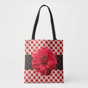 Botanical Floral Red on any Colour Tote Bag