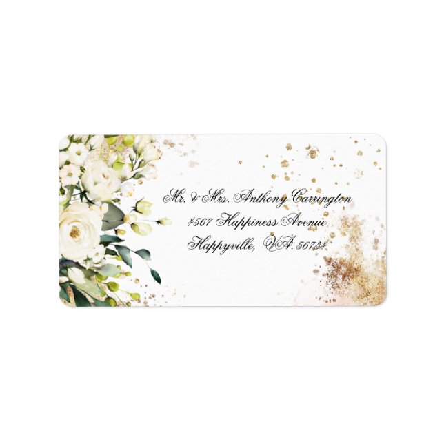 Botanical Floral Rustic White Wedding Return Label (Front)