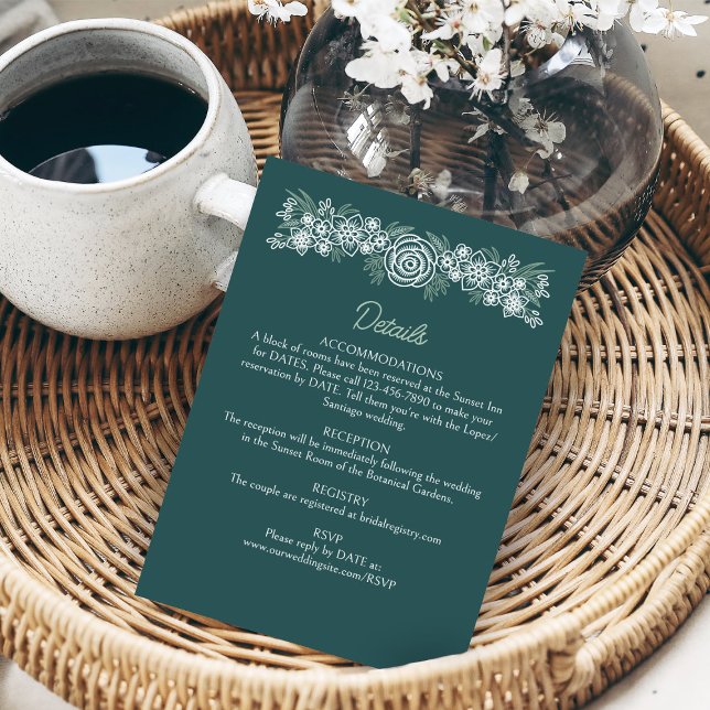 Botanical Floral Sage Mint Emerald Green Wedding Enclosure Card (Creator Uploaded)