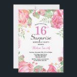 Botanical Floral Surprise 16th Birthday Invitation<br><div class="desc">Botanical Floral Surprise 16th Birthday Invitation. Floral Pink Peonies Birthday Invitation for Girl. Watercolor Floral Flower. Elegant Pink Rose and Peony Flowers. Kids Birthday. White Background. Black and White. 13th 15th 16th 18th 20th 21st 30th 40th 50th 60th 70th 80th 90th 100th, Any Ages. For further customization, please click the...</div>