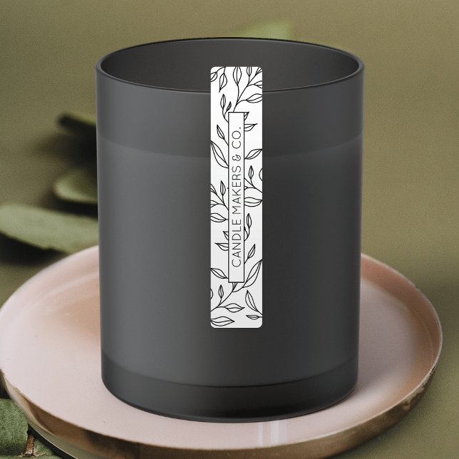 Botanical Floral Tamper Proof Thin Product Label (Minimalist black and white floral product label - great to use as a tamper-proof product seal label)