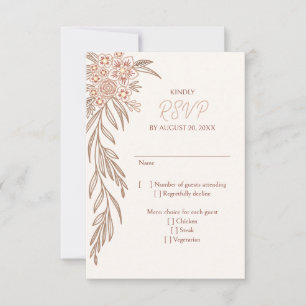 Botanical Floral Terracotta Wedding RSVP Card