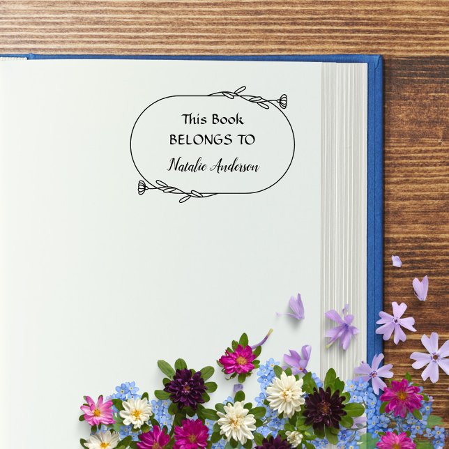 Botanical Floral This Book Belongs To Script Rubber Stamp (Creator Uploaded)