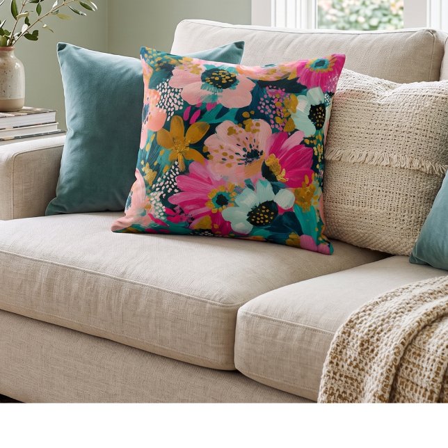 Botanical Floral  Throw Pillow (Creator Uploaded)
