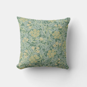 Botanical Floral Vintage Teal and Green Throw Pill Throw Pillow