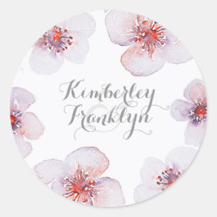 Botanical Floral Watercolor Elegant Modern Wedding Classic Round Sticker