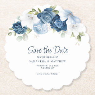 Botanical Floral Watercolor Save the Date Keepsake Paper Coaster
