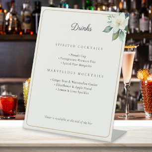 Botanical Floral Wedding Bar Cocktails & Mocktails Pedestal Sign