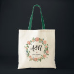 Botanical Floral Wedding Monogram Tote bags<br><div class="desc">Botanical Floral Wedding Monogram Tote bags,  where all the text can be edited and replaced with your personal thank you message.</div>
