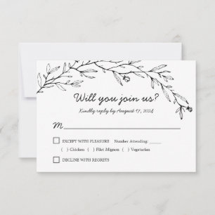 Botanical Floral Wedding RSVP with Meal Choice