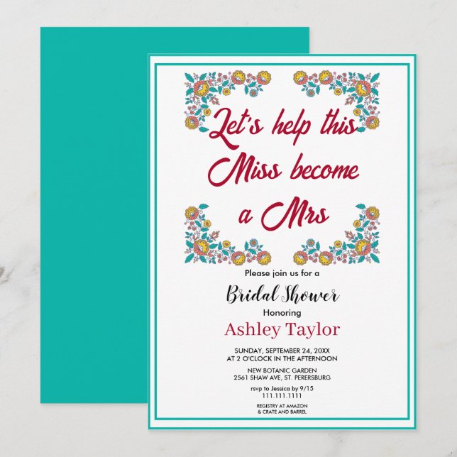 Botanical floral wreath boho blossom Bridal Shower Invitation (Front/Back)