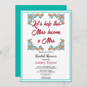 Botanical floral wreath boho blossom Bridal Shower Invitation