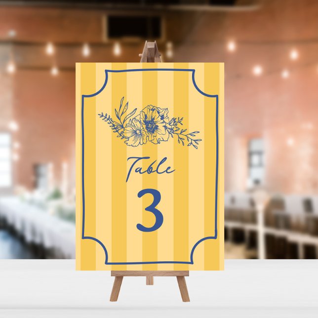 Botanical Floral Yellow Stripe Wedding Invitation (Creator Uploaded)