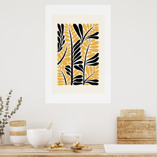 Botanical Flow: Modern Matisse-Inspired Floral Ab Poster