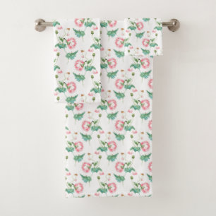 Botanical Flower and Bee Bath Towel Set
