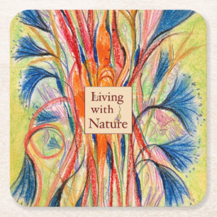 Botanical Flower Bloom – Customizable Square Paper Coaster