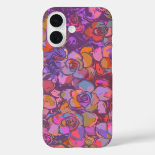 Botanical Flower Illustration Pattern in Purple iPhone 16 Case