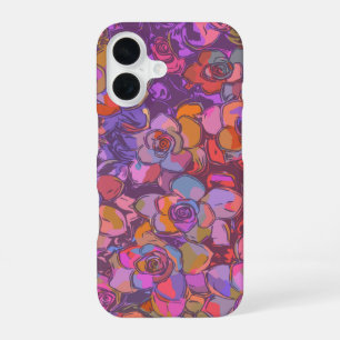 Botanical Flower Illustration Pattern in Purple iPhone 16 Case