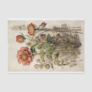 Botanical Flower Illustrations on Parchment No. 1 Tissue Paper