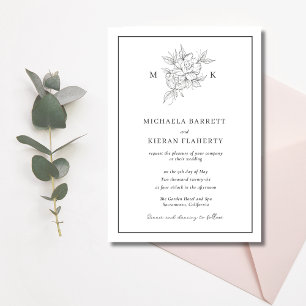Botanical Flower Monogram Wedding  Invitation