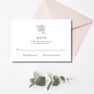 Botanical Flower Monogram Wedding   RSVP Card
