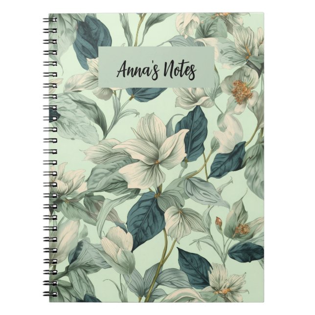 Botanical Flower Pattern Writing Notebook (Front)