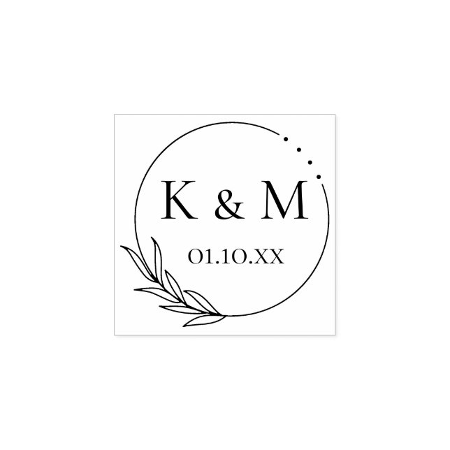 Botanical Flower Players, Wedding, Initial Rubber Stamp (Imprint)
