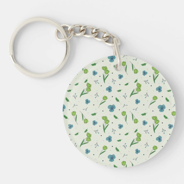  Botanical Flower Spring Floral Acrylic Keychain (Front)