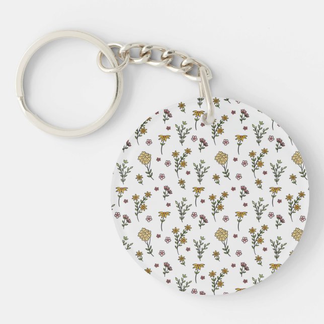  Botanical Flower Spring Floral Acrylic Keychain (Front)