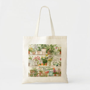 Botanical Flower Vase Garden Plants Watercolor Tote Bag