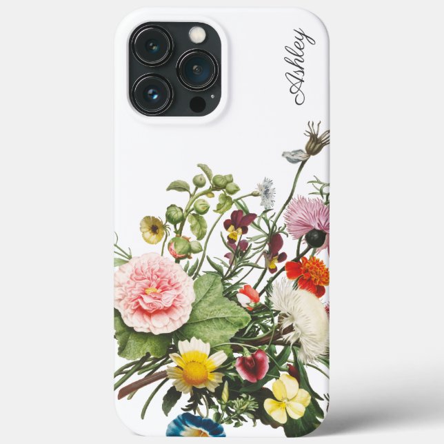 Botanical Flower Watercolor CUSTOM NAME Case-Mate iPhone Case (Back)