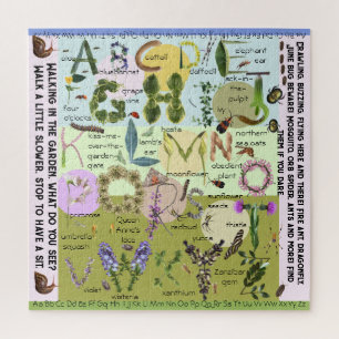 Botanical Flowers and Bugs ABC Alphabet Puzzle