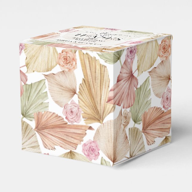 Botanical Flowers and Leaves Boho Bridal Shower Favor Box (Front Side)