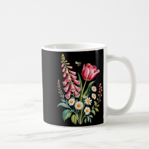 Botanical Flowers Daisies Tulip Foxglove Butterfly Coffee Mug