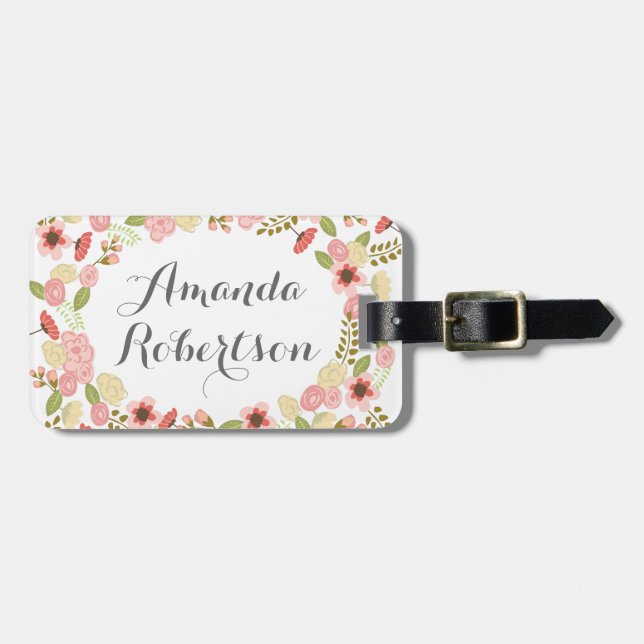 Botanical flowers luggage tag (Front Horizontal)