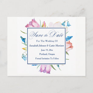 Botanical Flowers "Save The Date" Announcement Postcard