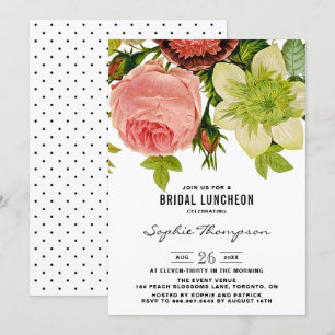 Botanical Flowers Vintage Bridal Luncheon Invitation