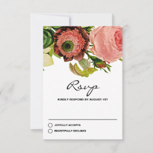 Botanical Flowers Vintage Wedding RSVP