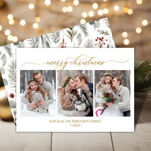 Botanical Foliage 3 Multi Photo Christmas Holiday Card