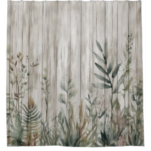 Botanical Foliage Farmhouse Barn Wood look
