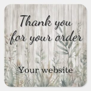 Botanical Foliage Farmhouse Barn Wood look Square Sticker