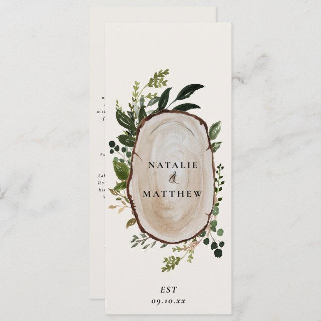 Botanical foliage farmhouse elegant rustic menu (Front/Back)