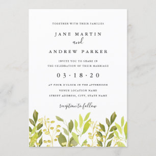 Botanical Foliage Green Wedding Invitation